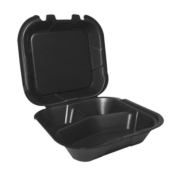 9X9 3C LG BLACK FOAM HINGED CONTAINER (12532)