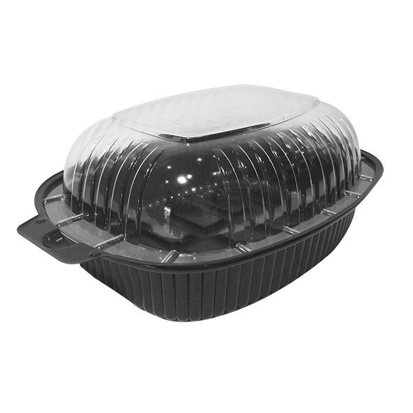 CHICKEN ROASTER BLACK BASE PLATTER W/ANTI-FOG LID