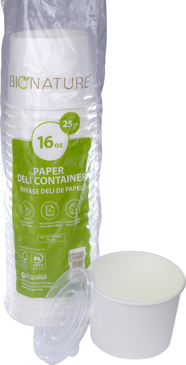 16oz White Paper Deli BIONATURE