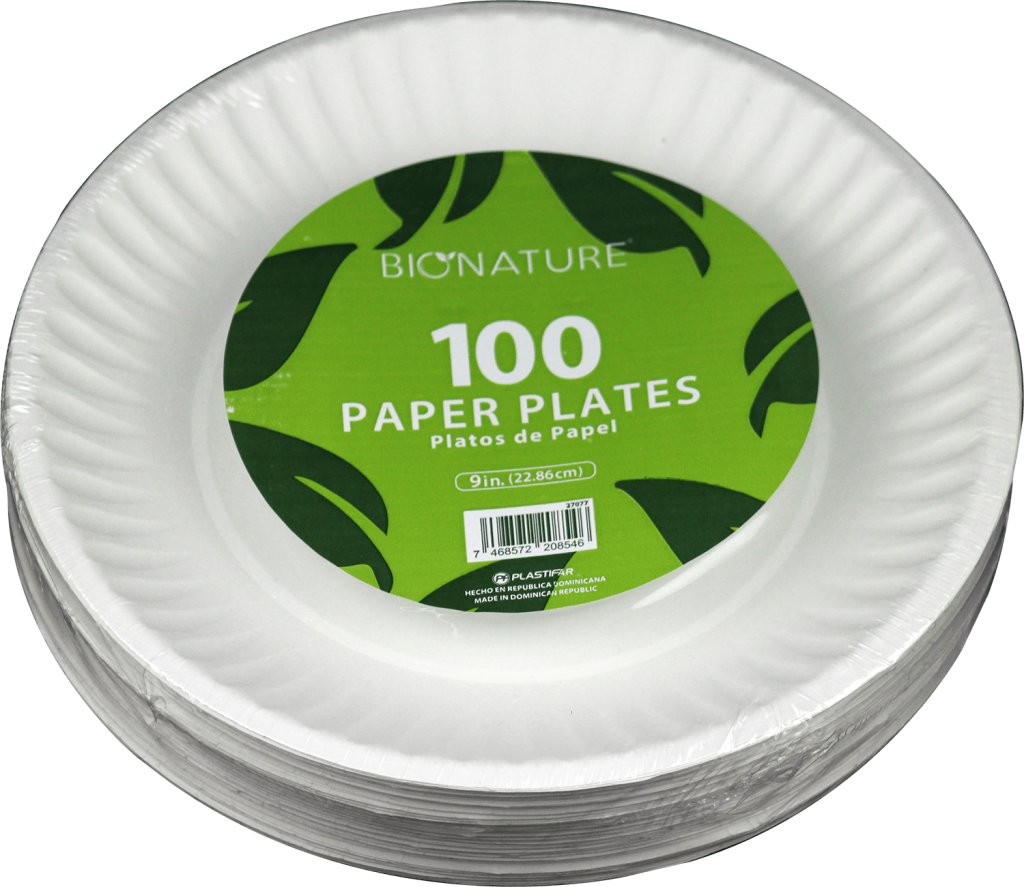 9″ Uncoated Paper Plate BIONATURE Plastifar