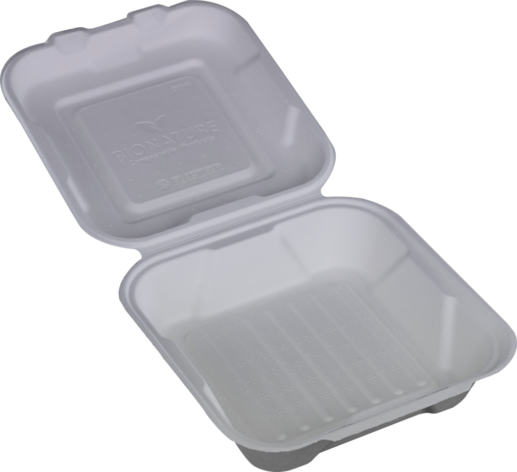 9X9 1C-COMPOSTABLE HINGED LID CONTAINER – Plastifar