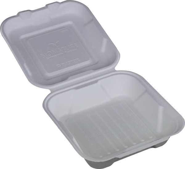 9X9 1C-COMPOSTABLE HINGED LID CONTAINER