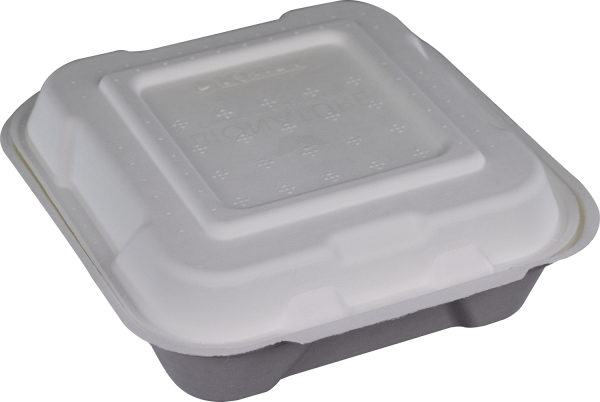 9X9 1C-COMPOSTABLE HINGED LID CONTAINER