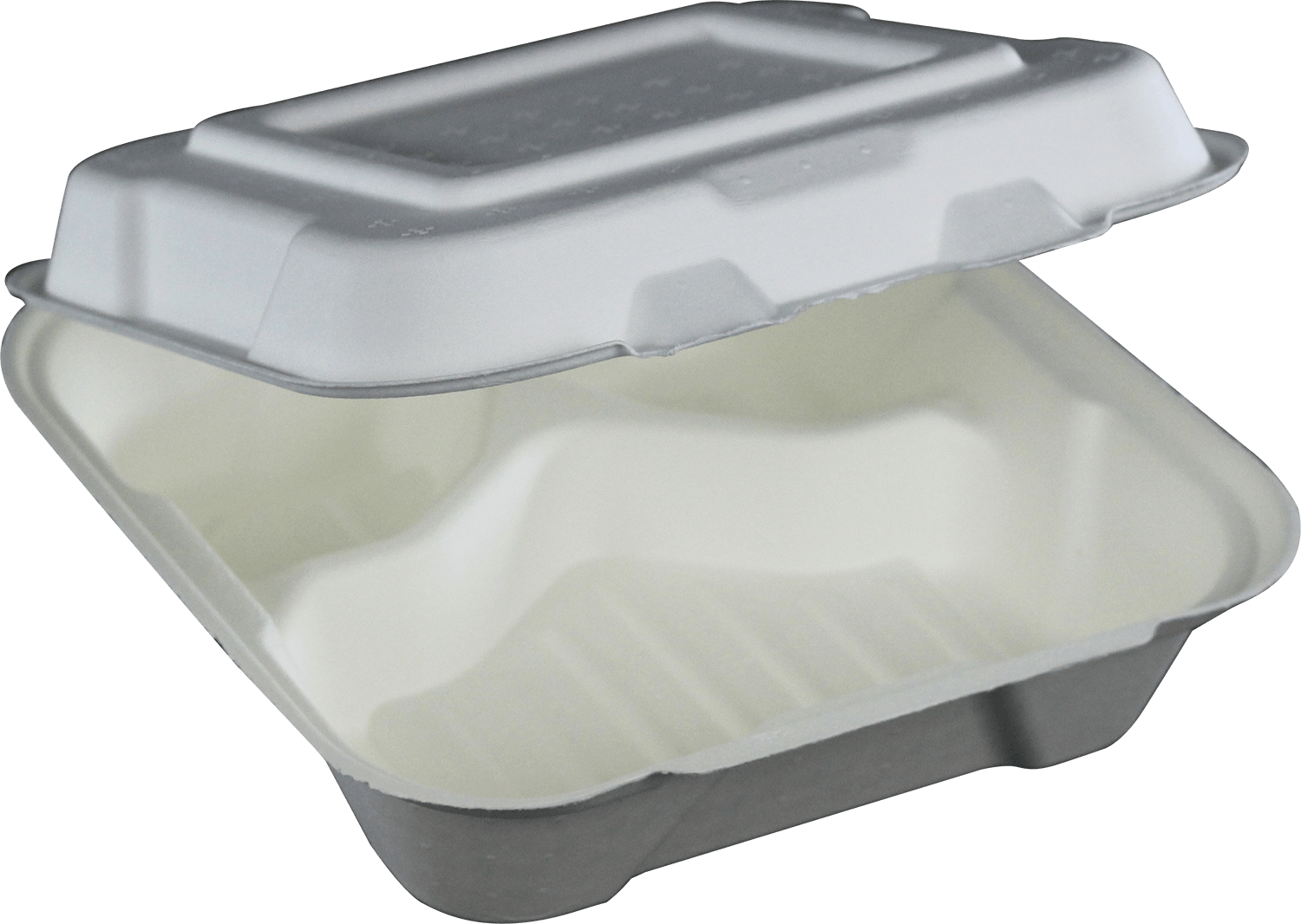 8X8 3C-COMPOSTABLE HINGED LID CONTAINER (EP243) 4/50 CA