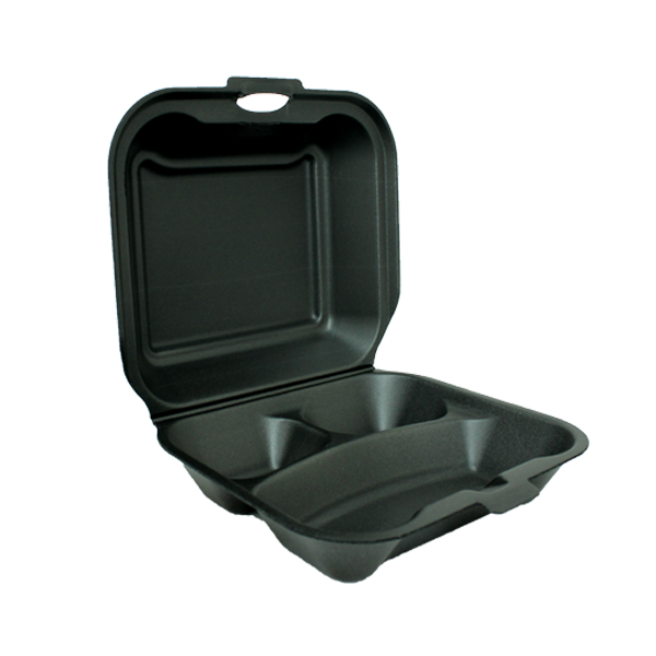 8X8 3C 1TAB BLACK FOAM HINGED CONTAINER