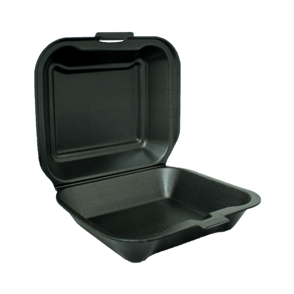 8X8 1C 1TAB BLACK FOAM HINGED CONTAINER