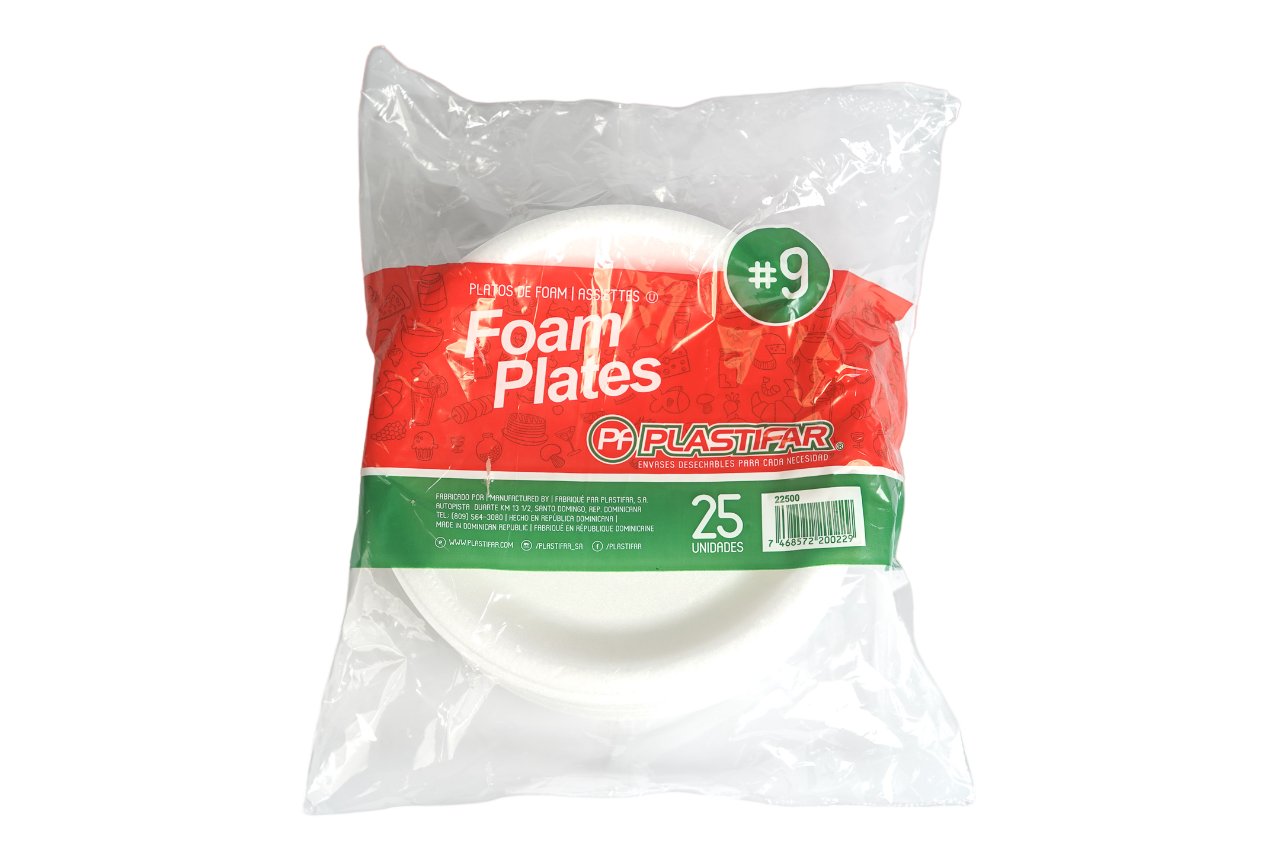 Platos desechables Plastimar 20 UN Plato Espuma N°9 Llano